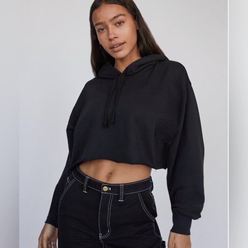Aritzia TNA Perfect Crop Hoodie Black